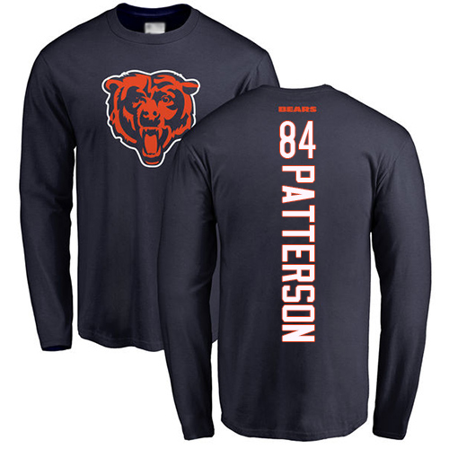 Chicago Bears Men Navy Blue Cordarrelle Patterson Backer NFL Football #84 Long Sleeve T Shirt->nfl t-shirts->Sports Accessory